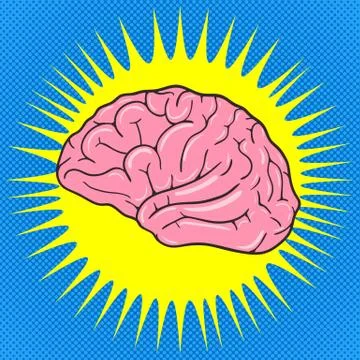 Comic Human brain. Pop Art vintage vector illustration イラスト素材