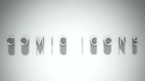 Comic icons 3D title animation with shadows on a white background Video stock 297217371