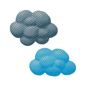 Comic isolated cumulus clouds as forecast symbol Illustrazione stock