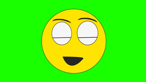 Comic joyful face expression isolated on green screen background Stock Footage 139145229