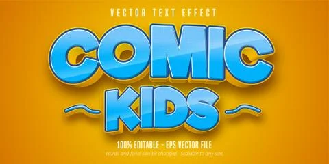 Comic kids text, comic style editable text effect Stock Illustration