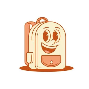 Comic laughing schoolbag back to school cartoon character isometric vector il Stock Illustration