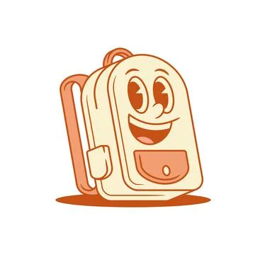 Comic laughing schoolbag back to school cartoon character isometric vector il Stock Illustration