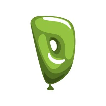 Comic letter D in form of bright green balloon. Funny kids education. Cartoon Stock-Illustration
