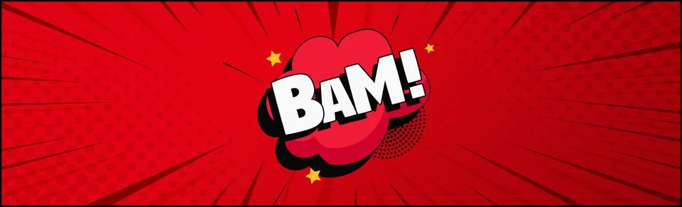 Comic lettering BAM on white background - Vector 스톡 일러스트