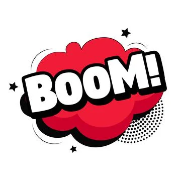 Comic lettering BOOM on white background - Vector Stock Illustration