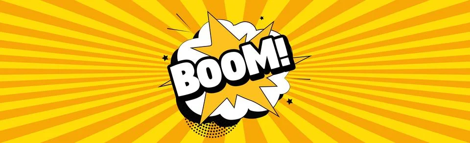 Comic lettering BOOM on white background - Vector Illustrazione stock