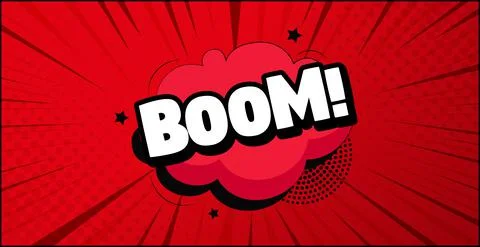 Comic lettering BOOM on white background - Vector Stock Illustration