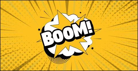 Comic lettering BOOM on white background - Vector Stock Illustration