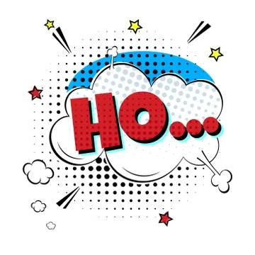 Comic Lettering HO... In The Speech Bubbles Comic Style Flat Design. 스톡 일러스트