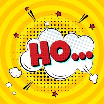 Comic Lettering HO... In The Speech Bubbles Comic Style Flat Design. Illustrazione stock