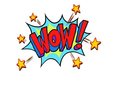 Comic lettering wow hand drawing retro vintage. Vector bright cartoon 库存插图