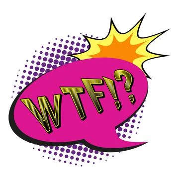 Comic lettering WTF on white background - Vector Stock Illustration