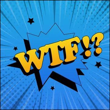 Comic lettering WTF on white background - Vector Stock Illustration