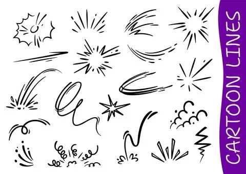 Comic line elements, cartoon speed motion effects Stock Illustration