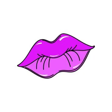 Comic lips in purple lipstick Stock Illustration