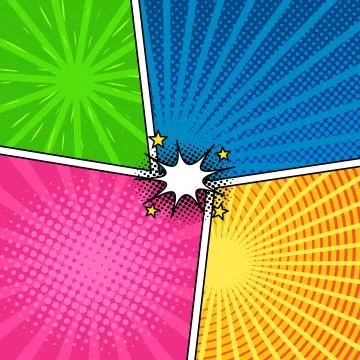 Comic magazine background set with speech bubbles Stock Illustration