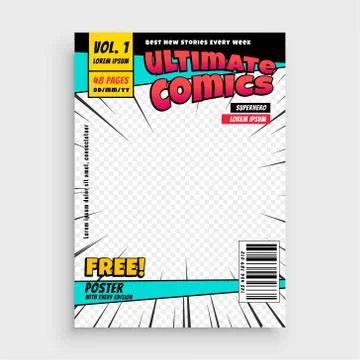 Comic magazine front page layout design Stock Illustration