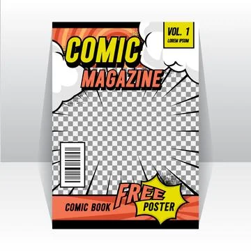 Comic magazine front page layout background template print Stock Illustration