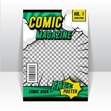 Comic magazine front page layout background template graphic Stock Illustration