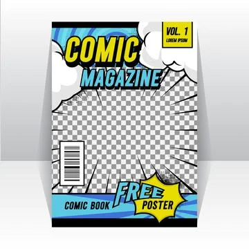 Comic magazine front page layout background template design Stock Illustration