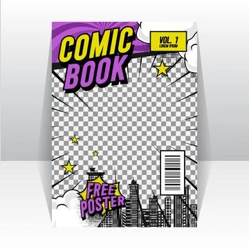 Comic magazine template front page layout print Stock Illustration