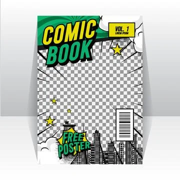 Comic magazine template front page layout concept Stock Illustration
