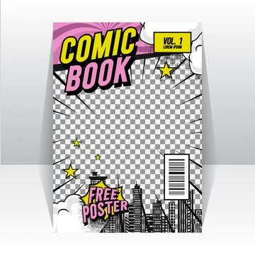 Comic magazine template front page layout background Stock Illustration