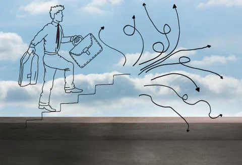 Comic man over balcony and sky Stock Illustration