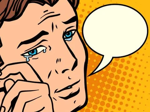Comic man wipes tears Stock Illustration