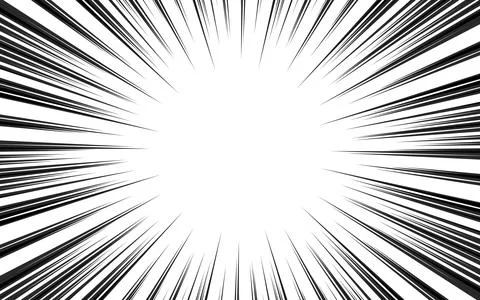 Comic manga radial lines with speed effect for comics book. Black and white.. Stock-Illustration