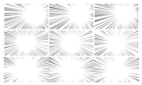 Comic manga speed action, Hand drawn zoom effect, Action frame lines Stock Illustration