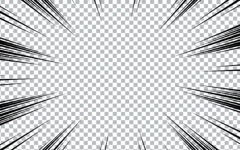 Comic manga transparent background with radial lines frame speed action eff.. Illustrazione stock