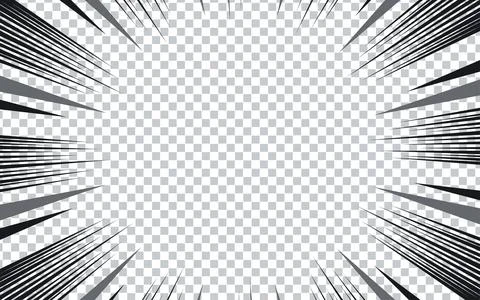 Comic manga transparent background with radial lines frame speed action eff.. Illustrazione stock