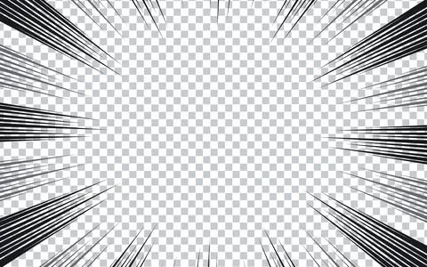 Comic manga transparent background with radial lines frame speed action eff.. Illustrazione stock