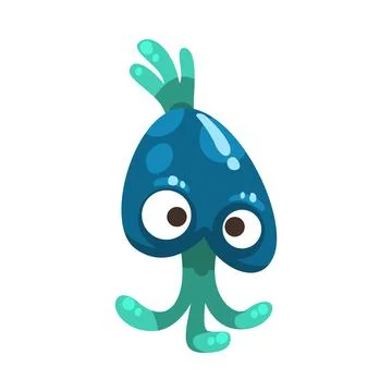 Comic Monster Character with Bulging Eyes and Tentacles Vector Illustration Stock Illustration