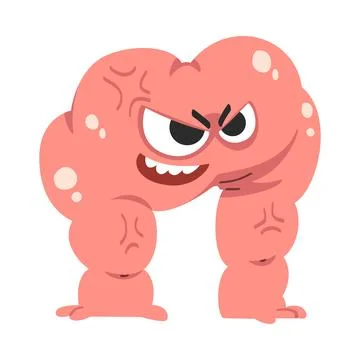 Comic Monster Character with Evil Grin on Face Vector Illustration Stock Illustration