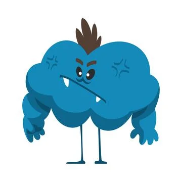 Comic Monster Character with Grumpy Face Vector Illustration Illustrazione stock