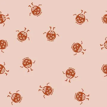 Comic monster cute glyph vector seamless pattern Illustrazione stock