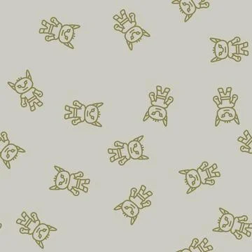 Comic monster cute line seamless pattern 스톡 일러스트