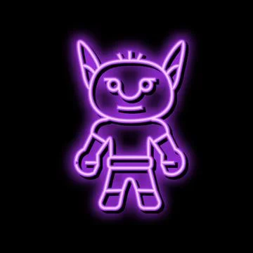 Comic monster cute neon glow icon illustration Stock Illustration