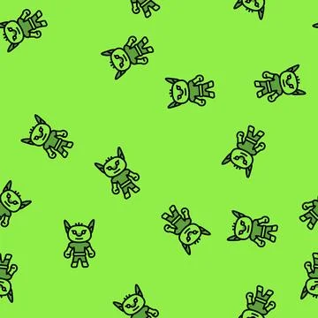 Comic monster cute vector seamless pattern 库存插图