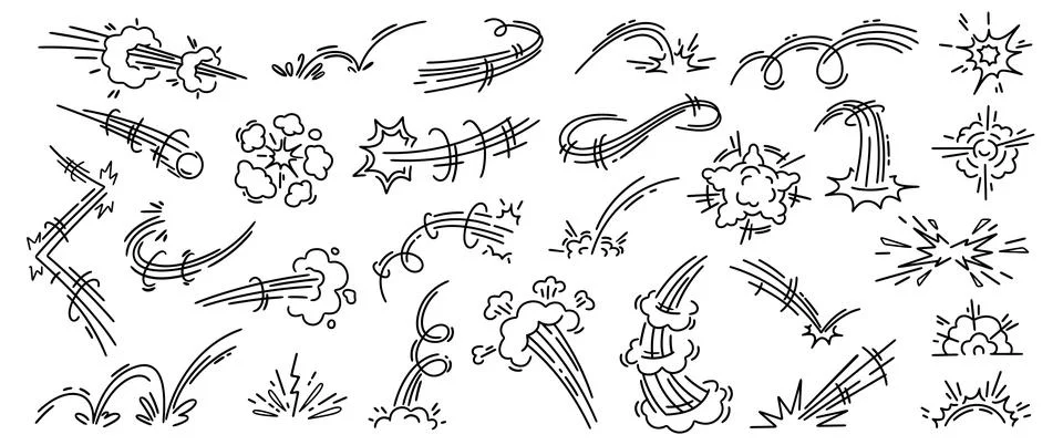 Comic motion effect lines, cartoon burst or splash Illustrazione stock