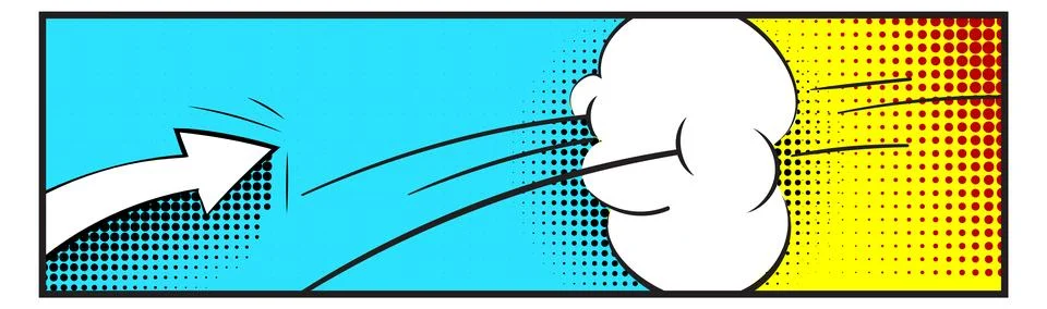 Comic page with color halftone effect. Explosion cloud Stock Illustration