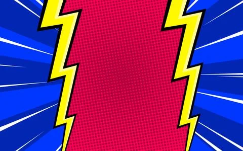 Comic page motion composition with dynamic radial rays and halftone. Vector.. Stock Illustration