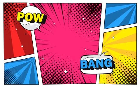 Comic page template with colorful frames divided by lines with pop art styl.. イラスト素材