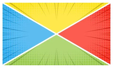 Comic page template with frames with radial and halftone effects Illustrazione stock