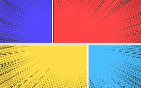 Comic page template with rays, radial, halftone, and dot effects in various.. Stock Illustration