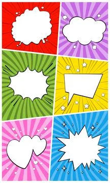 Comic page template with text balloons, vertical orientation Stock Illustration