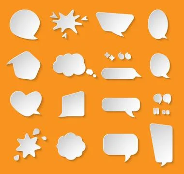 Comic paper cut speak bubble message vector set Stock Illustration